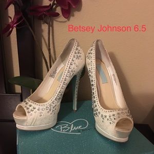 White rhinestone heels